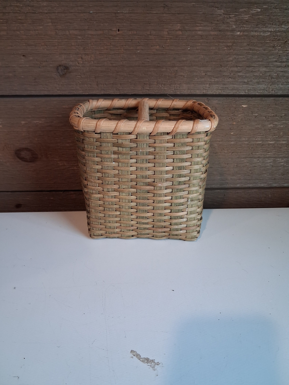 Vintage Wicker Basket w/ Center DividerNatural Woven Square Basket - Neutral Tan